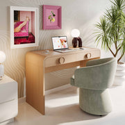Moonrise 48 Natural Ash 2-Drawer Vanity Desk with Mirror