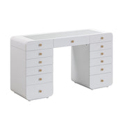 Hollywood 56" White 13-Drawer Vanity Desk