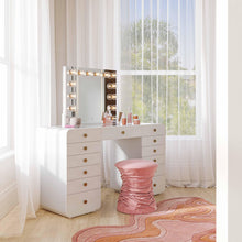 Hollywood 56" White 13-Drawer Vanity Desk