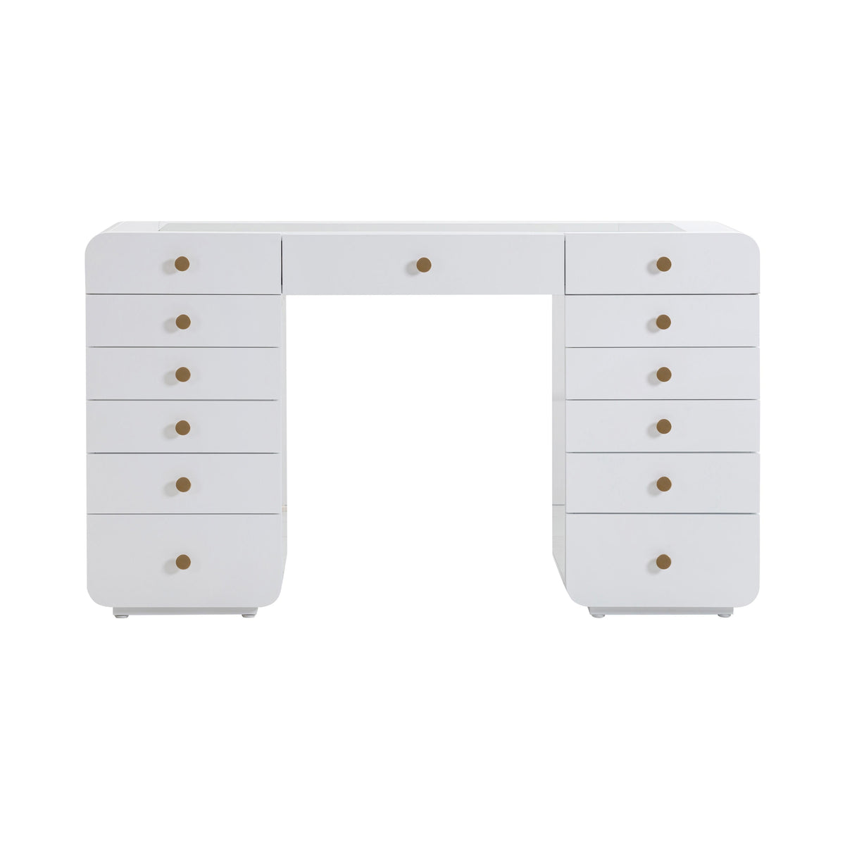 Hollywood 56" White 13-Drawer Vanity Desk