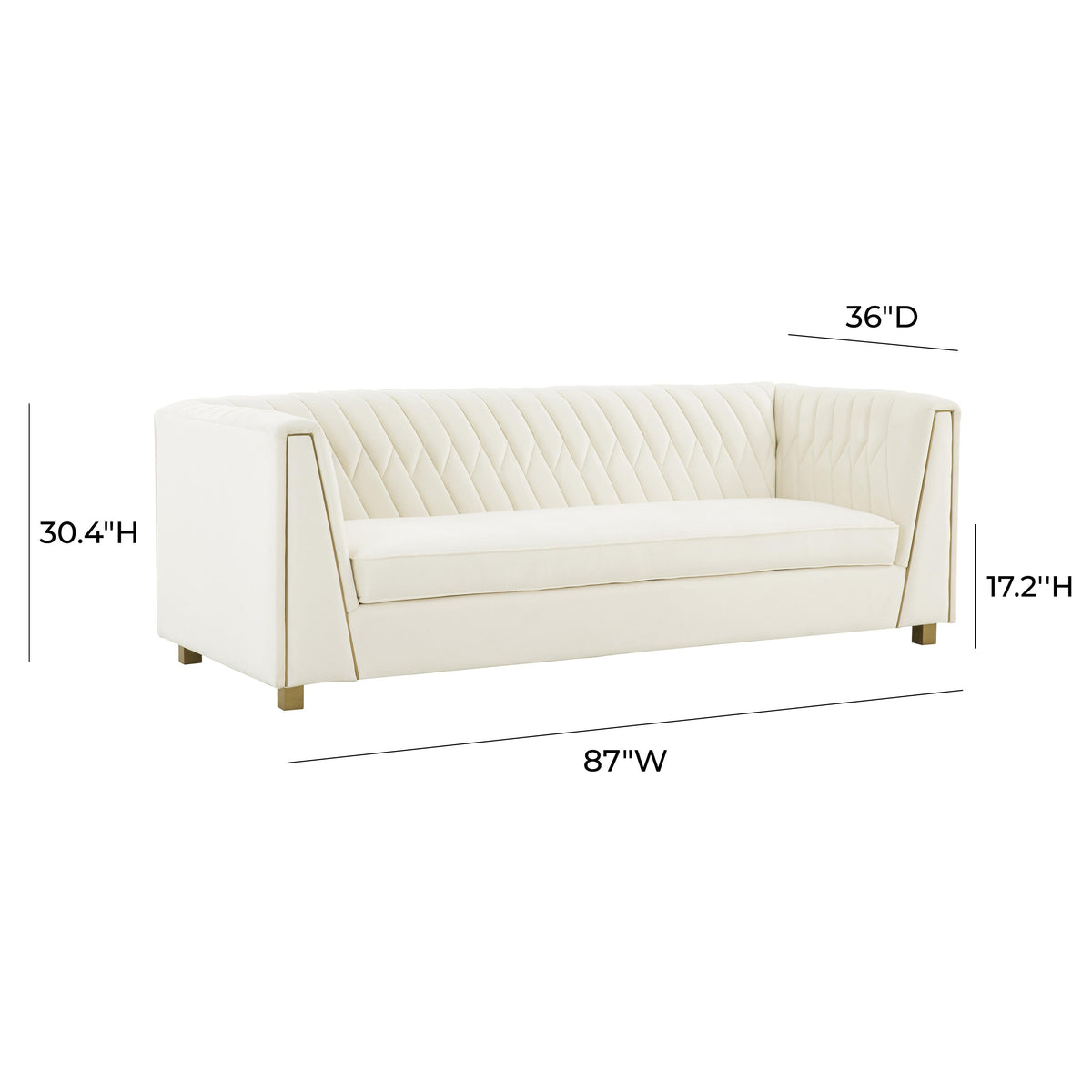 Wafa 87" Cream Performance Velvet Sofa by Inspire Me! Home Decor