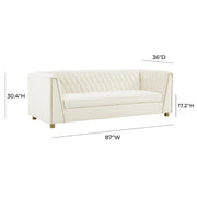 Wafa 87" Cream Performance Velvet Sofa by Inspire Me! Home Decor