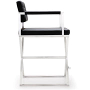 Director Performance Vegan Leather Stool with Silver Base