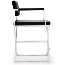 Director Performance Vegan Leather Stool with Silver Base