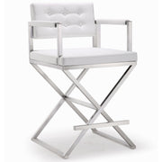 Director Performance Vegan Leather Stool with Silver Base