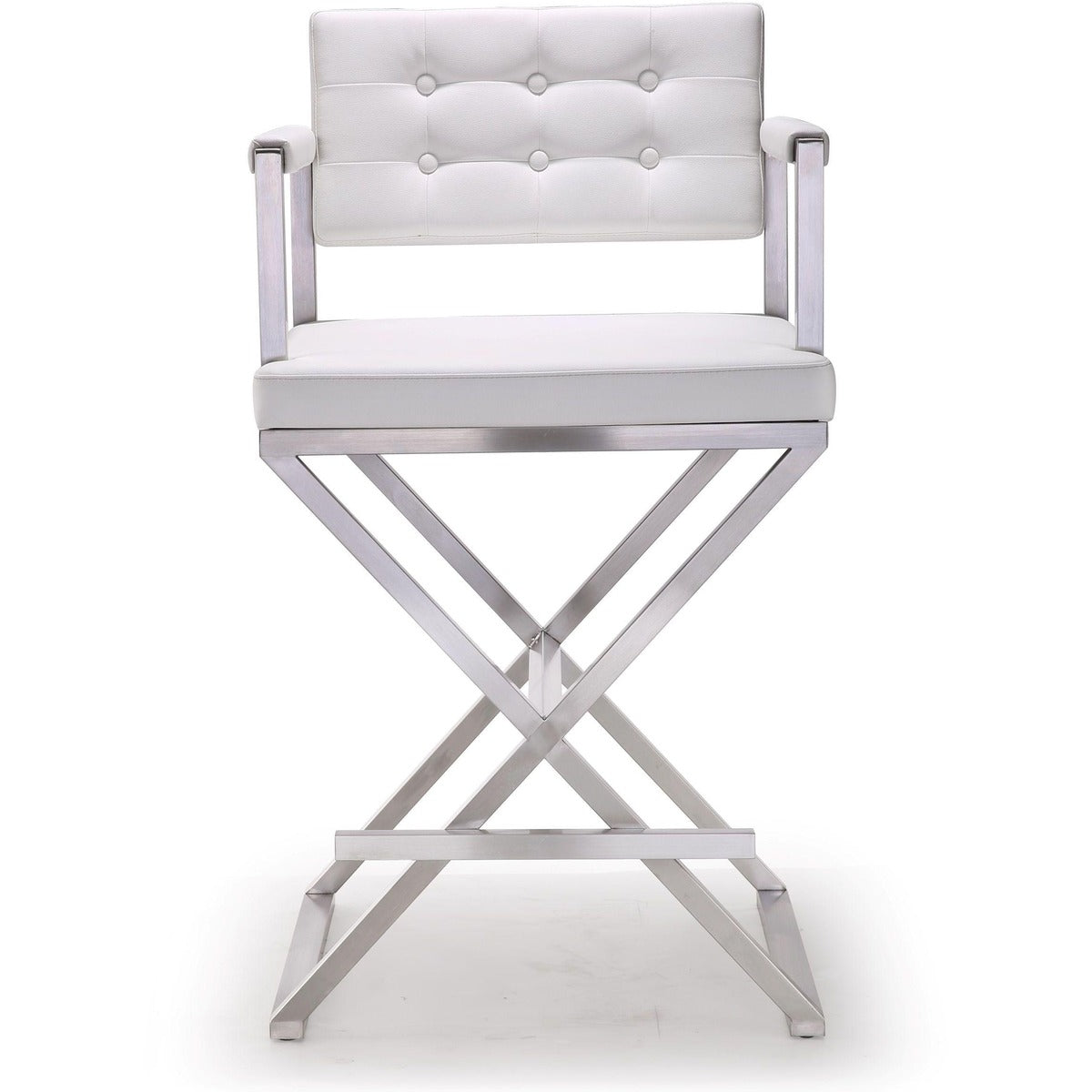 Director Performance Vegan Leather Stool with Silver Base
