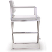 Director Performance Vegan Leather Stool with Silver Base