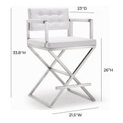 Director Performance Vegan Leather Stool with Silver Base