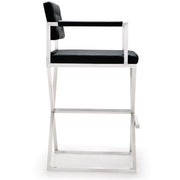 Director Performance Vegan Leather Stool with Silver Base