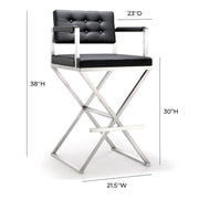 Director Performance Vegan Leather Stool with Silver Base