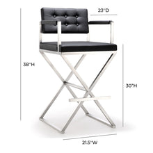 Director Performance Vegan Leather Stool with Silver Base