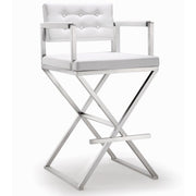 Director Performance Vegan Leather Stool with Silver Base