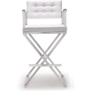 Director Performance Vegan Leather Stool with Silver Base