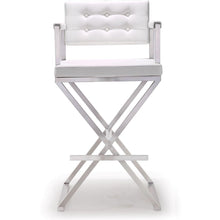 Director Performance Vegan Leather Stool with Silver Base