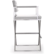 Director Performance Vegan Leather Stool with Silver Base