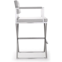 Director Performance Vegan Leather Stool with Silver Base
