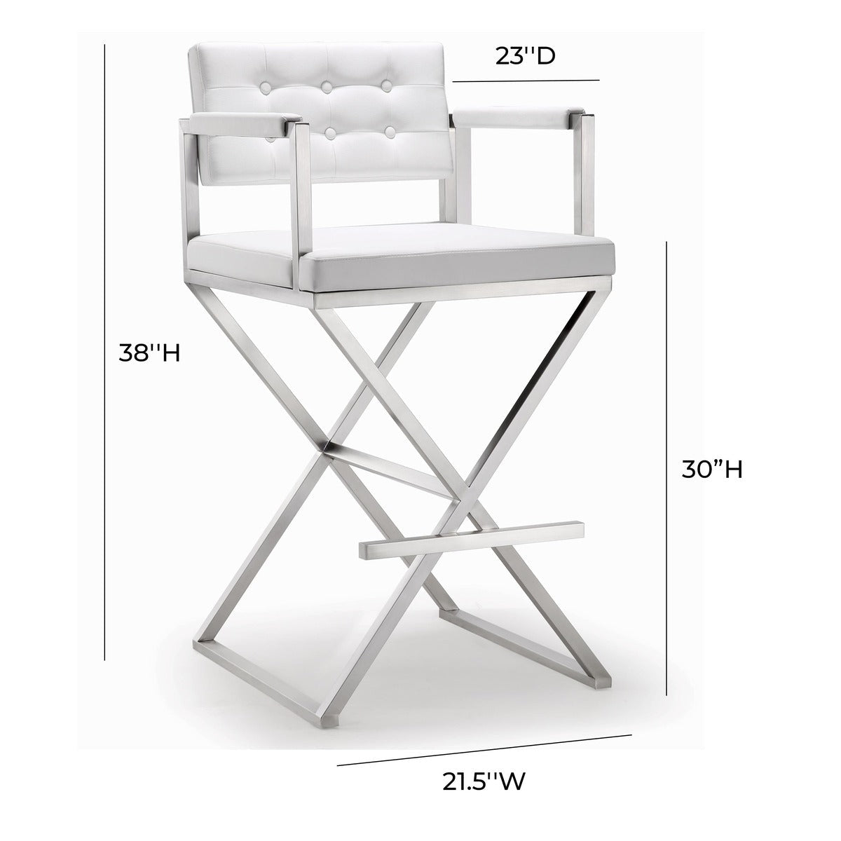 Director Performance Vegan Leather Stool with Silver Base
