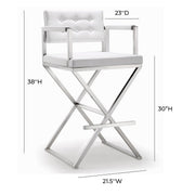 Director Performance Vegan Leather Stool with Silver Base