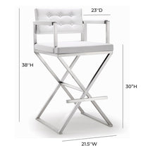 Director Performance Vegan Leather Stool with Silver Base
