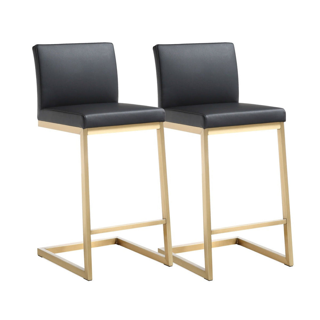 Parma Performance Vegan Leather and Gold Stainless Steel Counter Stool - Set of 2