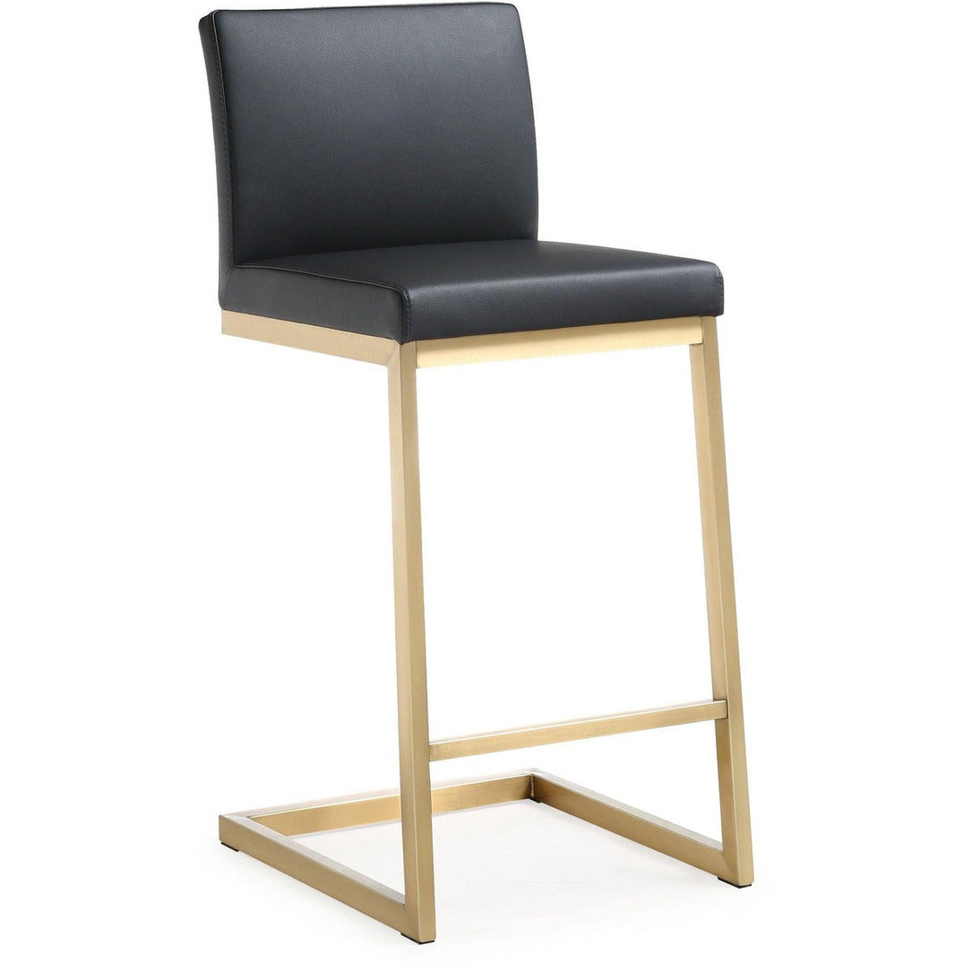 Parma Performance Vegan Leather and Gold Stainless Steel Counter Stool - Set of 2