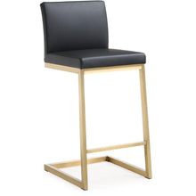 Parma Performance Vegan Leather and Gold Stainless Steel Counter Stool - Set of 2