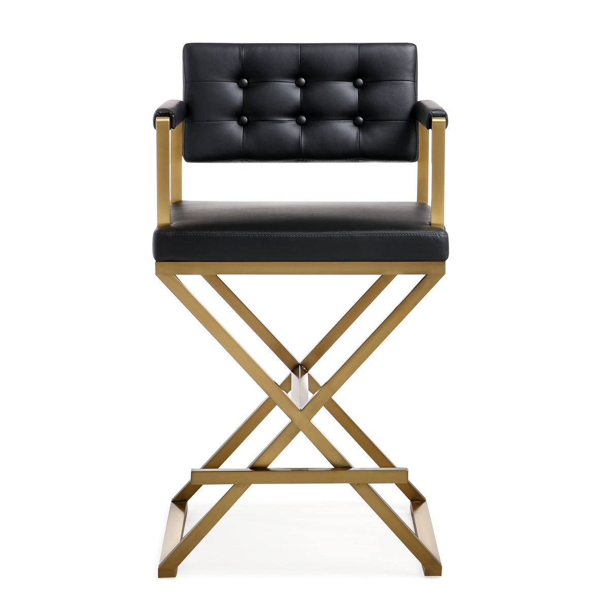 Director Performance Vegan Leather Stool with Gold Base