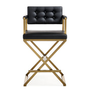 Director Performance Vegan Leather Stool with Gold Base