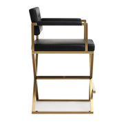 Director Performance Vegan Leather Stool with Gold Base