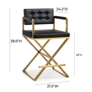 Director Performance Vegan Leather Stool with Gold Base