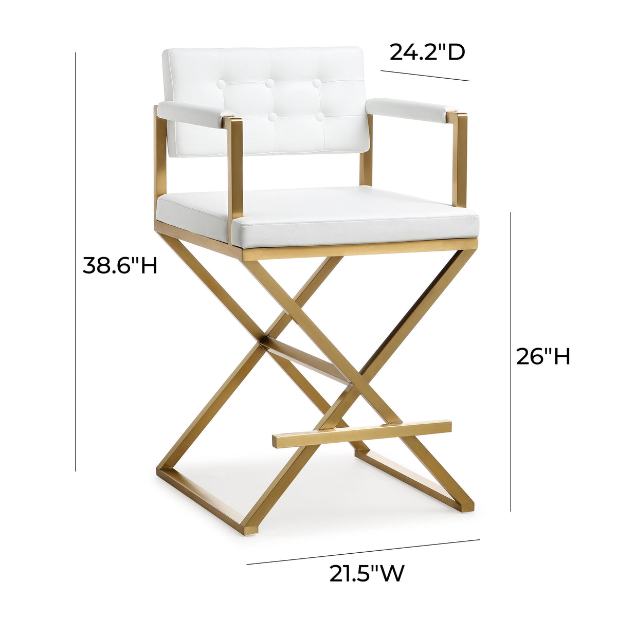 Director Performance Vegan Leather Stool with Gold Base