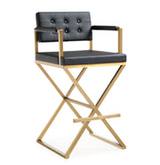 Director Performance Vegan Leather Stool with Gold Base