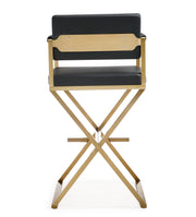 Director Performance Vegan Leather Stool with Gold Base
