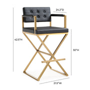 Director Performance Vegan Leather Stool with Gold Base