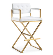 Director Performance Vegan Leather Stool with Gold Base