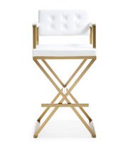 Director Performance Vegan Leather Stool with Gold Base
