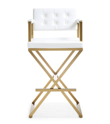 Director Performance Vegan Leather Stool with Gold Base