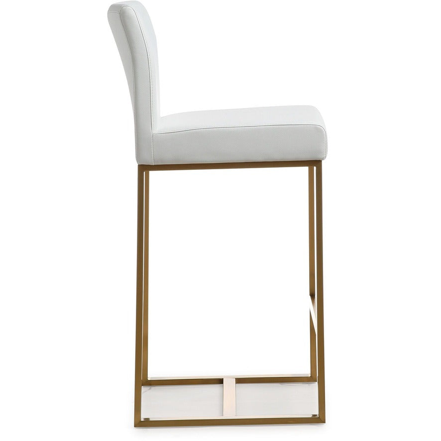 Denmark Performance Vegan Leather Stool with Gold Base - Set of 2