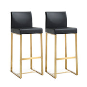 Denmark Performance Vegan Leather Stool with Gold Base - Set of 2