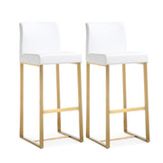 Denmark Performance Vegan Leather Stool with Gold Base - Set of 2