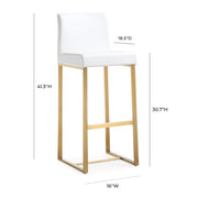 Denmark Performance Vegan Leather Stool with Gold Base - Set of 2