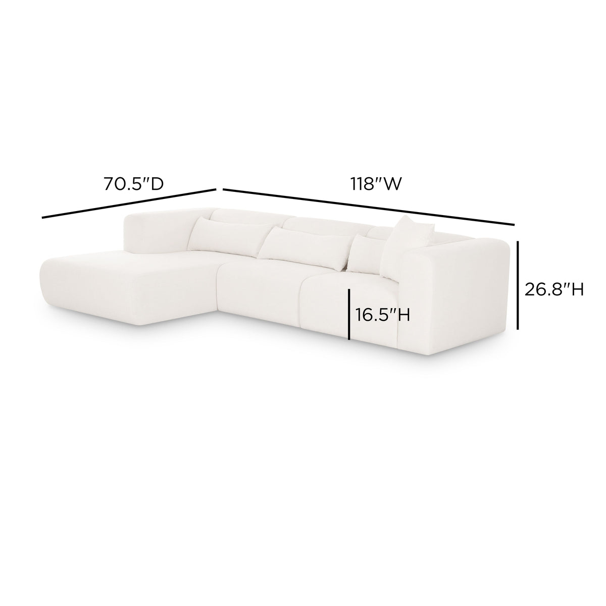 Tarra 3-Piece Cream Performance Chenille Modular Sectional