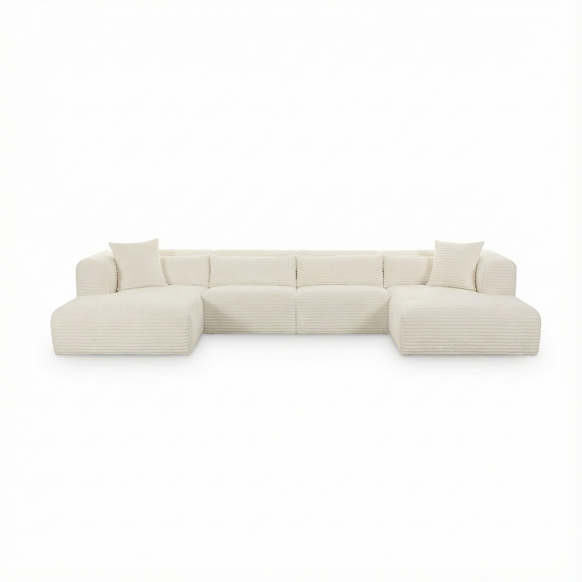 Tarra 4-Piece Fluffy Oversized Performance Corduroy Modular U-Sectional