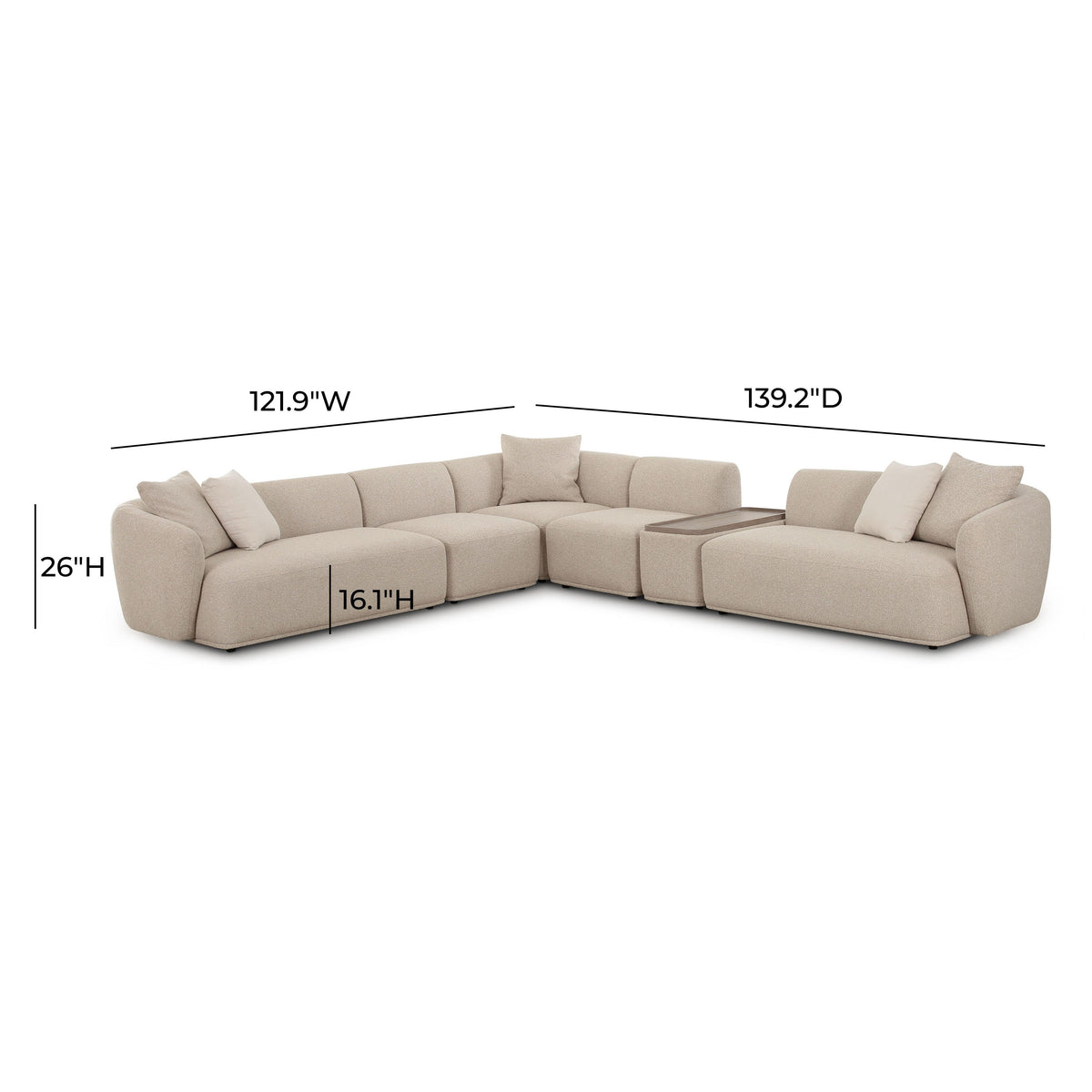 Sylvie 6-Piece Cream Performance Boucle Large Sectional