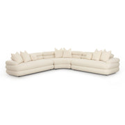 Lulu 3-Piece Cream Performance Boucle Modular Curved L-Sectional