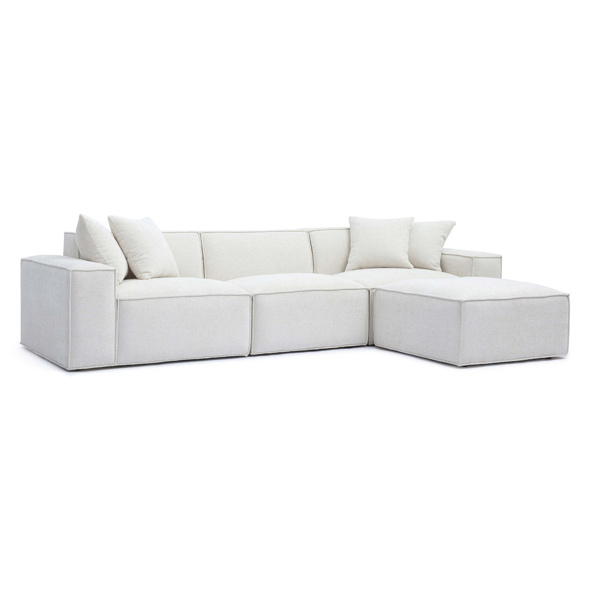 Mindy 4-Piece Performance Chenille Basketweave Modular Sectional