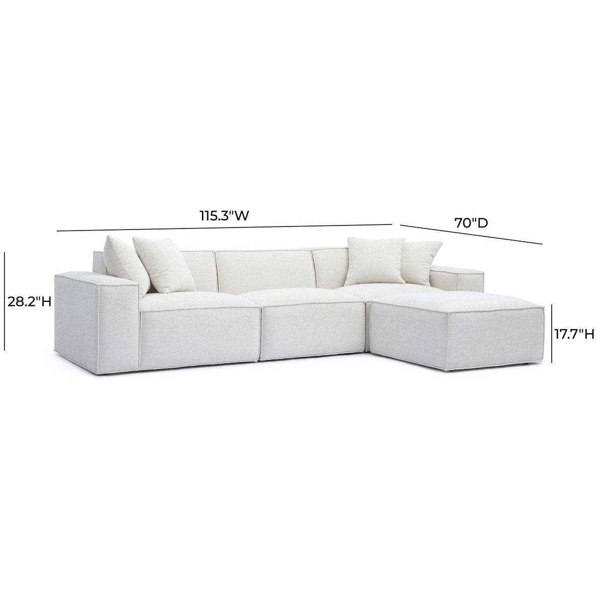 Mindy 4-Piece Performance Chenille Basketweave Modular Sectional