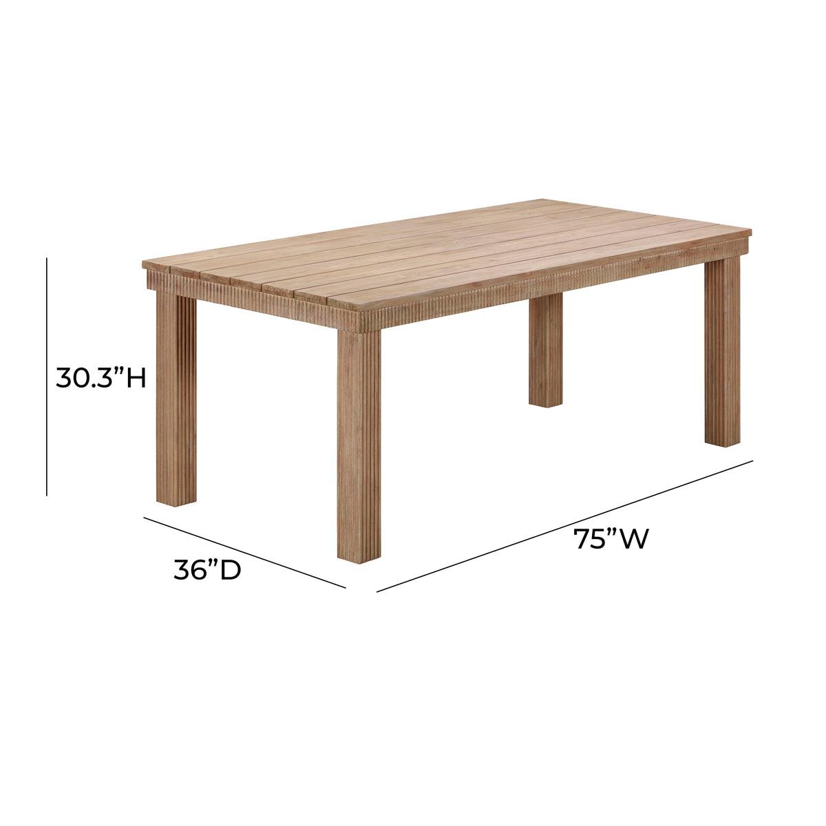 Cassie Natural Outdoor Rectangular Dining Table (75"-108")