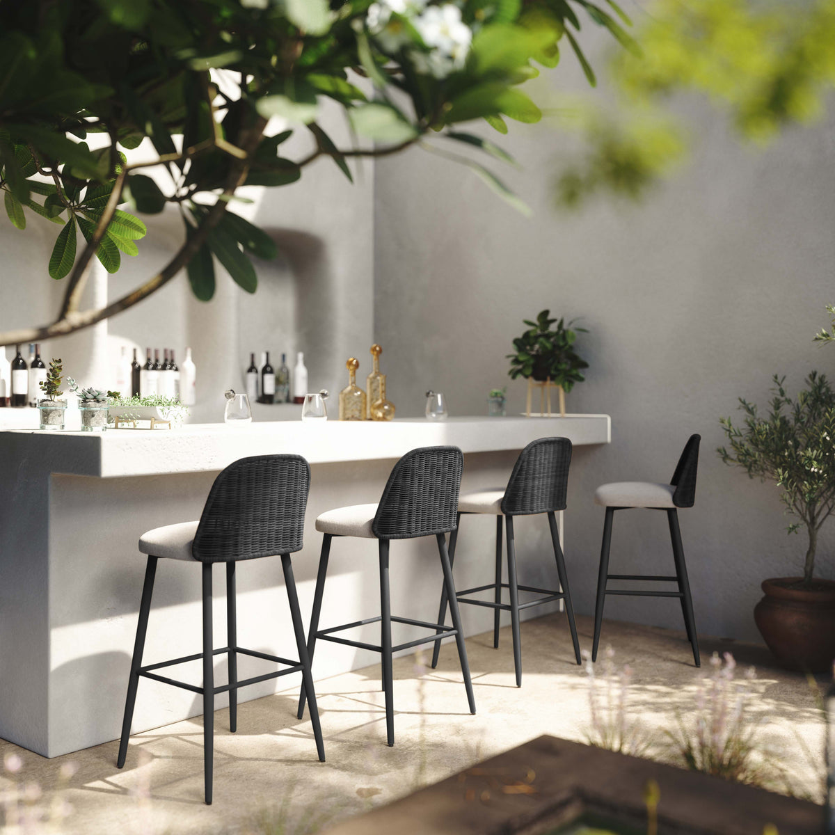 Alexa Performance Fabric Outdoor Stool