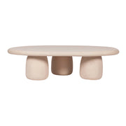 Rahul 59" Cream Lightweight Faux Stone Coffee Table